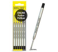 ONLINE Recambios de tinta para bolígrafos | punta mediana | tinta negro | paquete de 6 | recambio boligrafo Parker, Pelikan, Faber-Castell etc. compatible