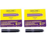 Online Schreibgeräte 17223/24, Cartuchos para pluma estilográfica, Violeta (Paquete de 2)