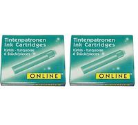 Online Schreibgeräte 17224/24- Cartuchos para pluma estilográfica, color turquesa (Paquete de 2)