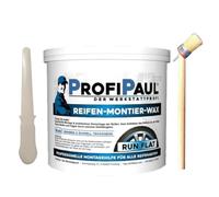 OnlineMoto24 RUNFLAT Pasta de montaje de neumáticos, azul, 5 kg, para neumáticos Runflat y anchos con cepillo y raspador