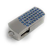 Onlineworld2013 Caja con bisagras Colgante Plateado Azul Glitter Rhinestone Divertido USB Stick 32 GB USB 2.0