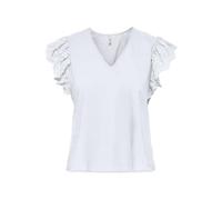Onllou Life Emb S/S Frill Top WVN, Blanco Brillante, S