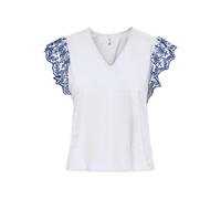 Onllou Life Emb S/S Frill Top WVN, Blanco Brillante, XL