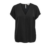 Onllucy Life SS Satin V-Neck Top WVN, Negro, S