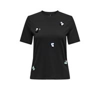 Onlolivia Life S/S Flower O-Neck Top JRS, Negro, M