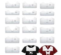 Onlvmyur 16 Piezas Regla de Alineación de Camisetas Herramientas Transparente Guia Regla Camisetas PVC Guía de Reglas de Camisetas para Camisetas Coser y Manualidades Sublimación