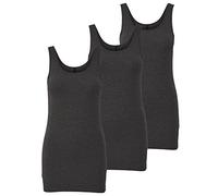 ONLY 15201465 - Paquete de 3 camisetas básicas sin mangas para mujer, color blanco, negro, gris, azul y crema, camiseta larga de verano, gris (Dark Grey Melange), XS