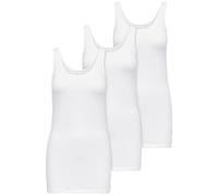 ONLY 15201465 - Paquete de 3 camisetas básicas sin mangas para mujer, color blanco, negro, gris, azul y crema, camiseta larga de verano, Blanco., S