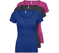 ONLY 15209153 Paquete de 3 camisetas para mujer, color negro o blanco, camisetas básicas de manga larga en las tallas XS, S, M, L, XL, Color: 4, M