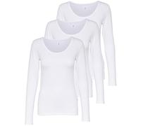 Only 3-pack señoras manga larga blanco y negro manga larga básica verano 95% algodón XS S M L XL 15209156