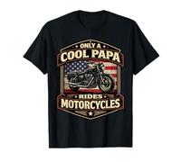 Only A Cool Papa Rides Motocicletas Padre Moto Americana Camiseta
