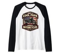 Only A Cool Papa Rides Motocicletas Padre Moto Americana Camiseta Manga Raglan