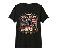 Only A Cool Papa Rides Motocicletas Padre Moto Americana Camiseta Premium