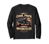 Only A Cool Papa Rides Motocicletas Padre Moto Americana Manga Larga