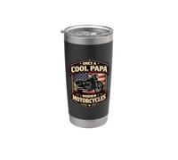 Only A Cool Papa Rides Motocicletas Padre Moto Americana Vaso térmico de acero inoxidable de doble pared