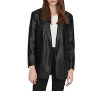 Only Americana para Mujer con Aspecto de Piel de Corte Holgado con Cuello de Solapa, Negro, XL