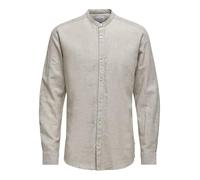 Only & Sons Camisa ONSCaiden LS Lino Cuello mao Manga larga Hombre Beige L