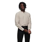 Camisa only & sons caidensolid linen mao chinchilla hombre L