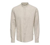 Only and Sons ONSCaiden LS Solid Linen Mao Shirt Hombre Manga Larga Beige M
