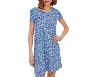 Only Bera - Vestido Corto de Manga Corta con Espalda Cruzada, Strong Blue/AOP:White Flowers, L