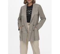 Only Blazer de mujer larga con estampado de cuadros. Marrón oscuro 42 (XL)