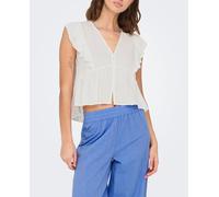 Only Blusa con volantes de mujer. Blanco 38/M