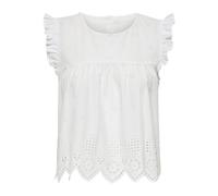 ONLY Onlsilla S/L Frill Top Wvn Noos Blusa, Blanco, 44 Mujeres