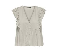 ONLY Blusa de Mujer con Cuello en V, Manga Corta, Abotonada, Detalle Peplum, Moonbeam, S