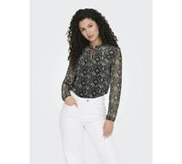 Blusa fluida, cuello alto Mujer Talla S. Color Negro