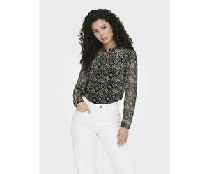ONLY Blusa fluida, cuello alto. Color Negro/Blanco