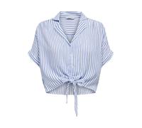 Only Onlpaula Life S/S Tie Shirt Wvn Noos Blusa, Cloud Dancer/Stripes: Rayas Azules, S para Mujer