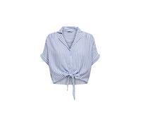 Only ONLPAULA Life S/S Tie WVN Noos - Camiseta para Mujer, diseño de Rayas Azules, Cloud Dancer/Stripes: Rayas Azules, XL