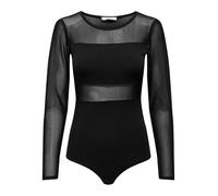 ONLY Body de Malla de Manga Larga para Mujer Top Ajustado de Cuerpo Entero, Color:Negro, Talla:M