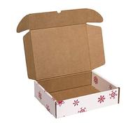 Only Boxes, Caja con estampado de navidad, Caja para almacenamiento, Caja de cartón de color Blanco, Talla M, 4 Unidades