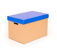 Only Boxes, Cajas de almacenamiento con tapa azul mate, Cajas para mudanza y almacenaje de cartón con asas, Cajas se cartón muy resistente, 53.2x33.1x32.5 (largo x ancho x alto) en cm, 2 Unidades