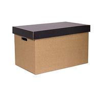 Only Boxes, Cajas de almacenamiento con tapa negra, Cajas para mudanza y almacenaje de cartón con asas, Cajas se cartón muy resistente, 53.2x33.1x32.5 (largo x ancho x alto) en cm, 2 Unidades