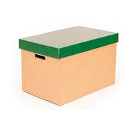 Only Boxes, Cajas de almacenamiento con tapa verde, Cajas para mudanza y almacenaje de cartón con asas, Cajas se cartón muy resistente, 53.2x33.1x32.5 (largo x ancho x alto) en cm, 2 Unidades