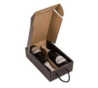 Only Boxes, Estuche para 2 botellas, Caja de cartón para cava o champagne, Caja de color negro mate, 4 Unidades