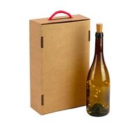 ONLY BOXES Estuche para 2 Botellas de Cava Vino Kraft 'Christmas Animals' | Pack 4 Unidades | Caja de cartón con asa roja y Separador Interno