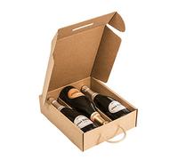 Only Boxes, Estuche para 3 botellas, Caja de cartón para cava o champagne, Caja de color kraft, 4 Unidades