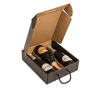 ONLY BOXES, Estuche para 3 botellas, Caja de cartón para cava o champagne, Caja de color negro mate, 4 Unidades