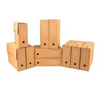 ONLY BOXES Pack 10 Cajas Archivo definitivo Automontables A4 - Cartón Ondulado 3 mm, Cierre Automático Sin Cinta, 100 % Reciclables, Medidas : 36x10.3x27.1 cm, color Marrón