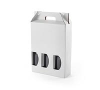 ONLY BOXES Pack 10 cajas estuche de cartón para 3 botellas de vino, cava, champagne o licor color blanco. Modelo automontable de caja con ventana para embalaje botellas muy original, AMA727