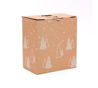 ONLY BOXES, Pack 2 Cajas para 6 botellas color marrón con impresión navideña, Caja Lote Apilable de cartón para paneras, Dimensiones cm (largo x ancho x alto): 33x17.7x36.5 (AMA720)