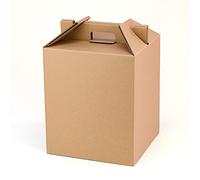 ONLY BOXES Pack 4 cajas con asas para botellas y lotes de navidad Color Marrón, Estuche cesta capacidad 9 botellas o regalos, Muy resistente a golpes, Cartón reciclado 100% ecológico