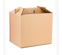 ONLY BOXES Pack 4 cajas con asas para botellas y lotes de navidad Color Marrón, Estuche cesta capacidad 12 botellas o regalos, Muy resistente a golpes, Cartón reciclado