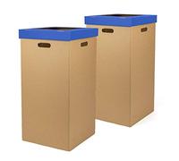 ONLY BOXES Pack de 2 unidades Papelera de Cartón, Papelera con tapa, Color azul, Dimensiones 37 x 36 x 70 cm,