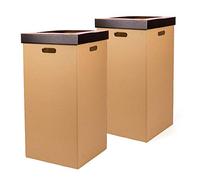 ONLY BOXES, Pack de 2 unidades Papelera de Cartón, Papelera con tapa, Color negro, Dimensiones 37 x 36 x 70 cm (largoxanchoaalto)