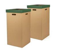 ONLY BOXES Pack de 2 unidades Papelera de Cartón, Papelera con tapa, Color verde, Dimensiones 37 x 36 x 70 cm (largoxanchoxalto) Cubo Reciclaje