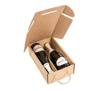 Only Boxes, Pack4 Estuches para 2 Botellas, Caja de cartón para Cava o Champagne, Caja de Color Kraft, Caja Regalo cartón para Botellas